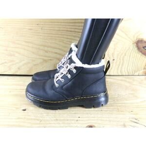 Doc Dr Martens Boots Womens 7 Black Leather Bonny Faux Fur Lined Combat Shoes